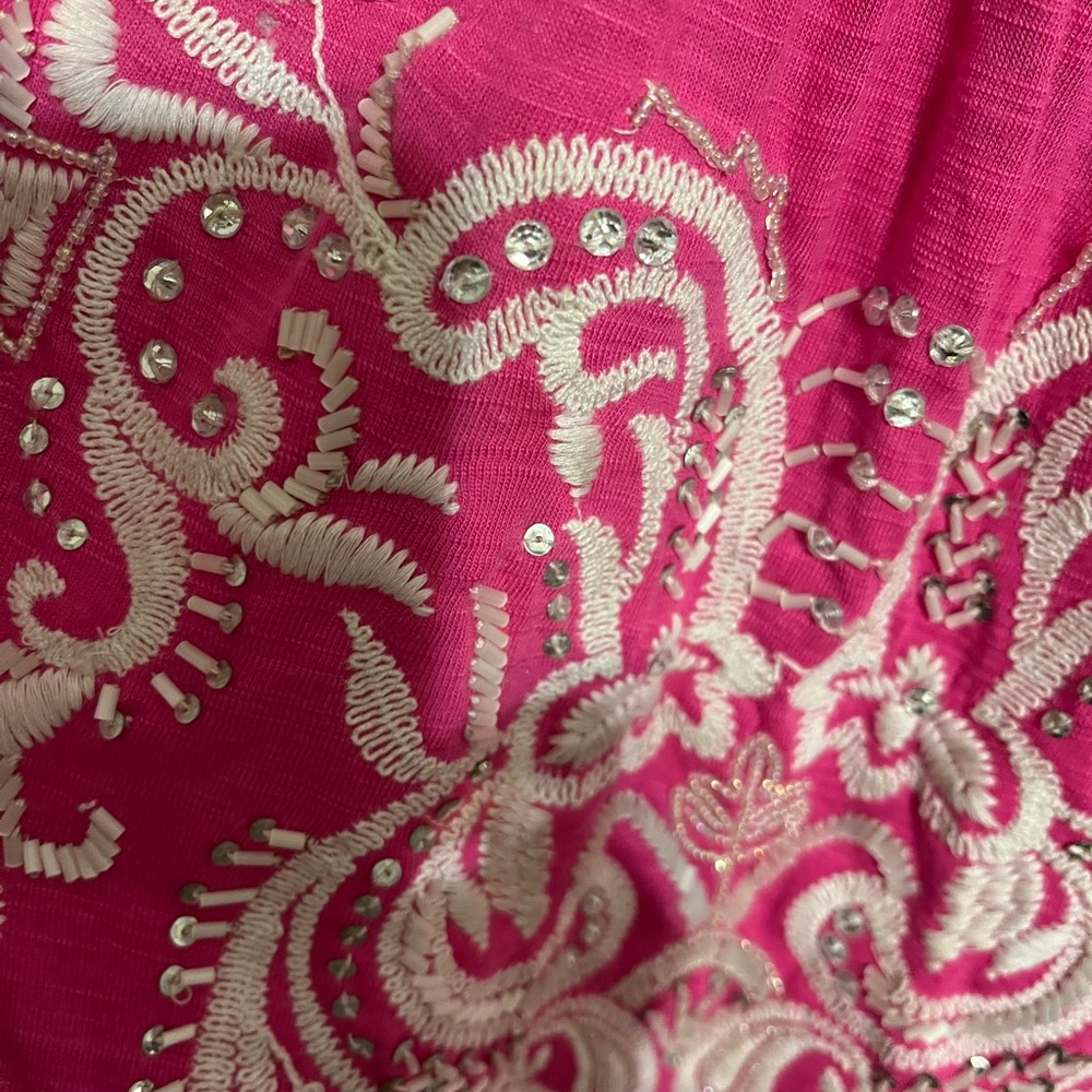 2X INC Pink shirt with white accents and rhinestones. NWT - Picture 7 of 11